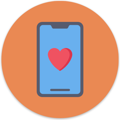 Tegning av en mobil med et hjerte på skjermen